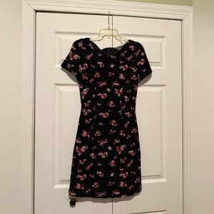 Suzy Shier‎ Black Floral Mini Dress with pockets